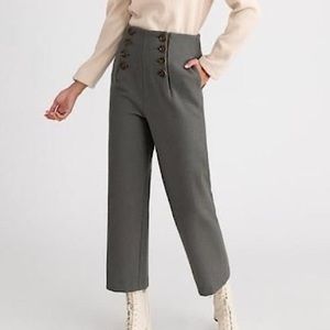 Petite studio button fly wool pants